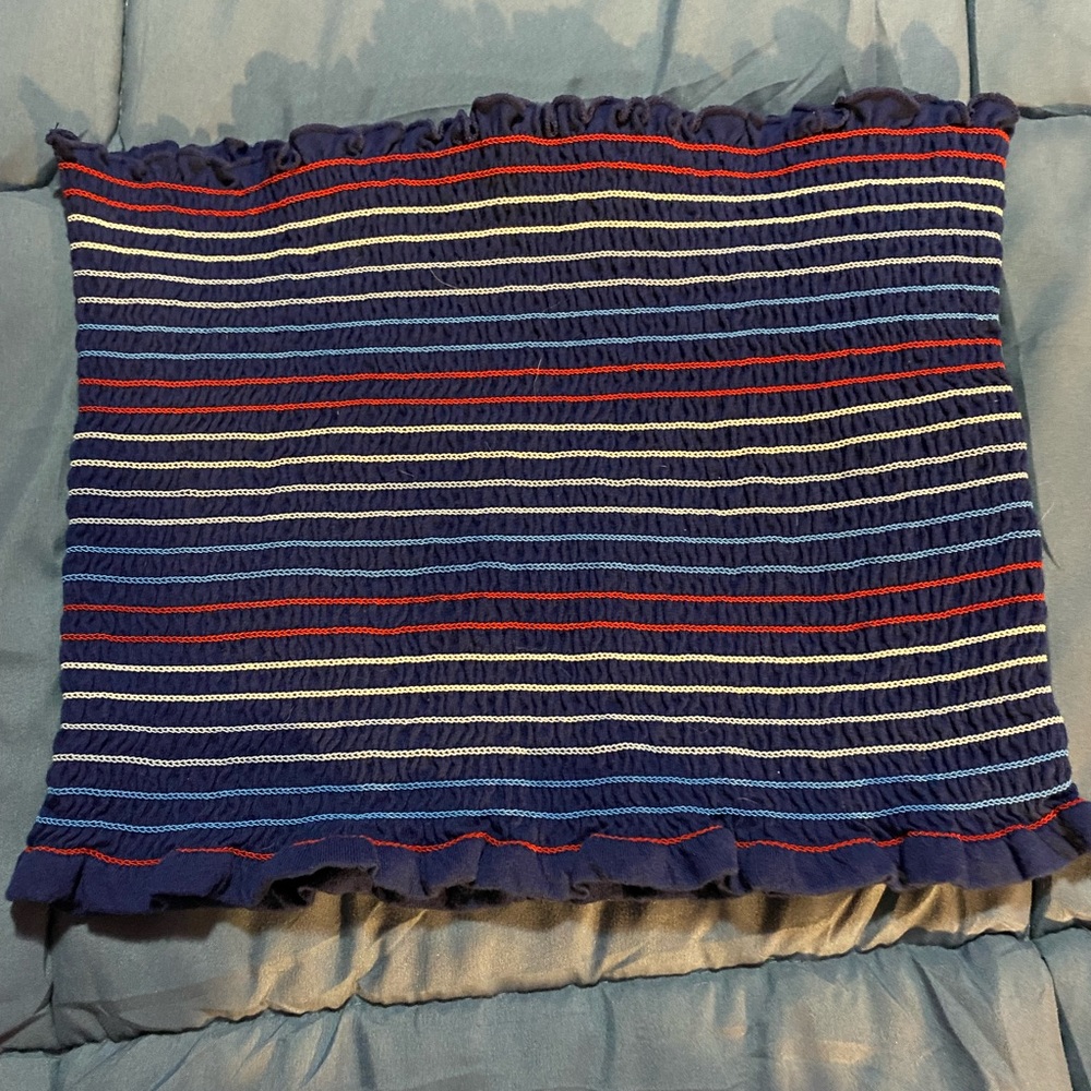 Arizona Jean Co, Red, White, and Blue striped tube top. Size Large